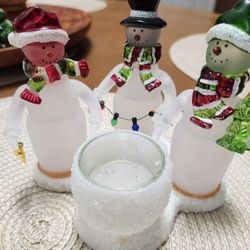 Glass Holiday Candle Holders 