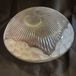 Vintage Glass Light Cover- Frosted With Flower Design 