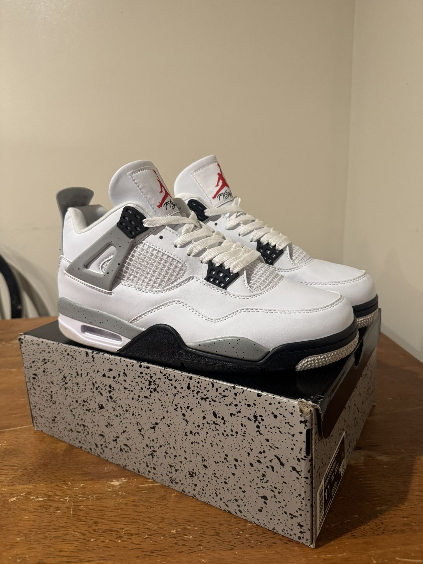AJ 4 Retro White Cement Sneakers Men Size 11