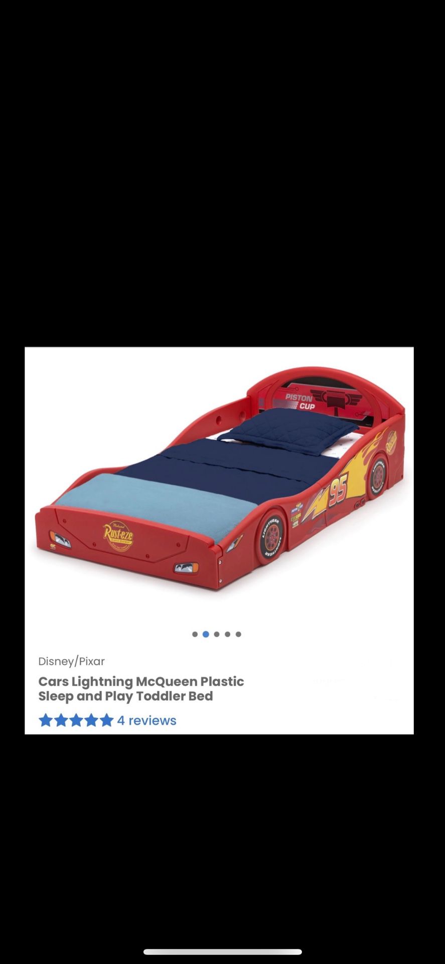 Disney Cars Lightning McQueen Plastic Toddler Bed Frame/ Cars/ Disney/ Toddler/ Kids/ Toys/ Bedroom/ Bed/ Furniture/ New