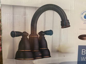 NEW! MOEN Banbury 4″ Double Handle Bathroom Faucet – Bronze Model # WS84913BRB