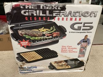 George Foreman G5 Grill Griddle Waffle With 5 Plates