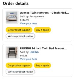 Avenco Twin Mattress 10 Inc & Twin Bed Frame.