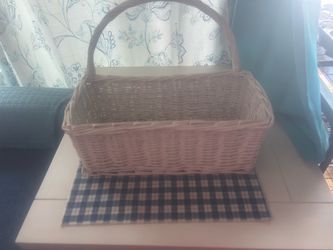 Plain white basket with handle
