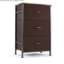 Nightstand Chest with 3 Fabric Drawers, Bedside Furniture, Lightweight Accent Table, Storage Drawer Unit with Wood Top Fabric Bins for Bedroom, Hallwa