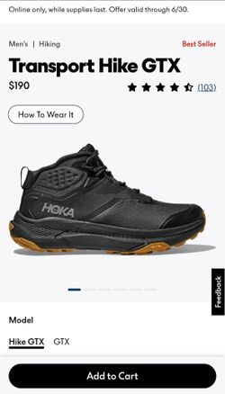 Hoka Transport Hike GTX size 8