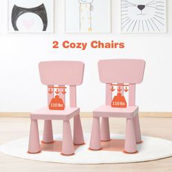 Pink Kids Plastic Chairs Set of 2