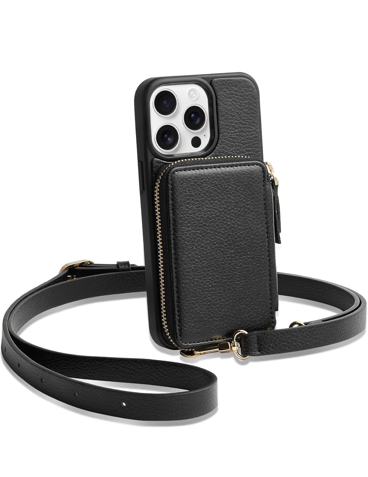 ZVE for iPhone 12 Pro Max Crossbody Wallet Case, wrist strap
