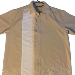 Cubavera XL embroidered Tan Collared Shirt Button Down Shirt.