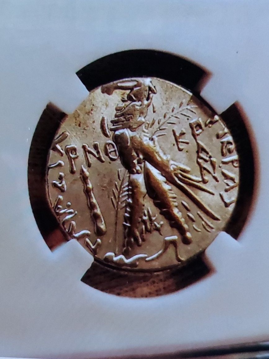 ART OLD NOVELTY SOUVENIRS. COIN (129-125 BC) SILVER PL. SELEUCID KINGDOM DEMETRIUS II TETRADRACHIM 27X4 MM 4.2 GR.
