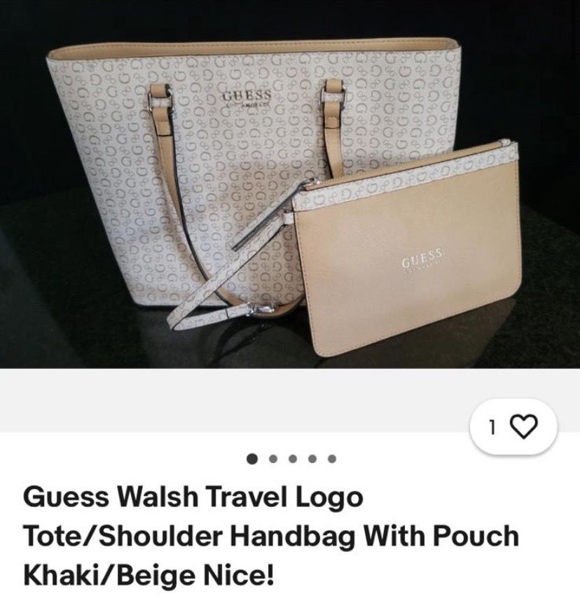 Guess Walsh Travel Logo Tote/Shoulder Handbag With Pouch