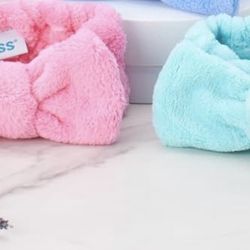 2 Pack Microfiber Towel Headband - Spa Headband for Washing Face, Skin Care, Makeup, and Messy Hair Wrap - Preppy Stuff Shower Hair Accessories for Wo