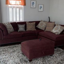 Brand New Sectional Sofa Couch With Reverse Chaise And Ottoman 