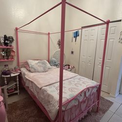 Twin Pink Canopy Bed