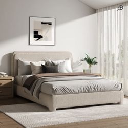 Brand New Full Size Upholstered Bed Frame – Boucle Fabric | Original Price $289