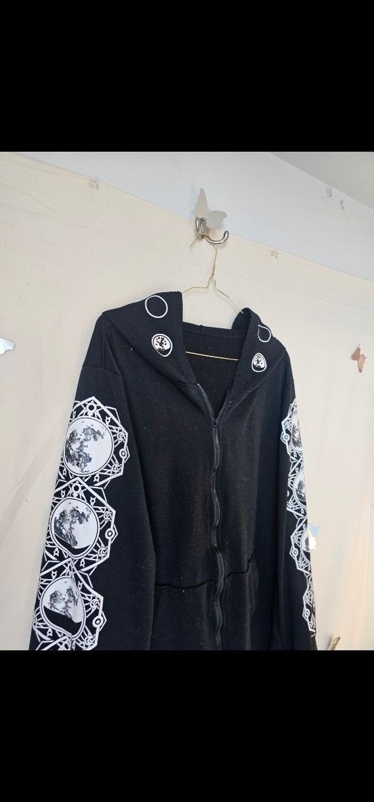 Oversized Zip Up Moon Hoodie