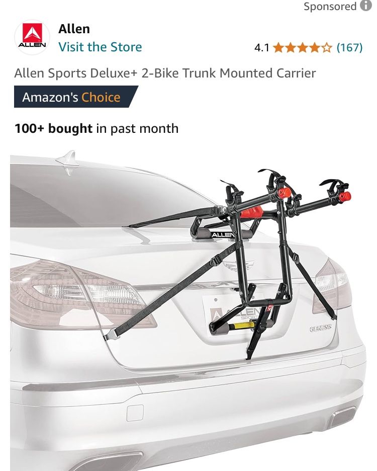 Allen Sports Deluxe+ 2-Bike Trunk Mounted Carrier