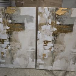 Abstract Gold Neutral Art (2 Pieces)
