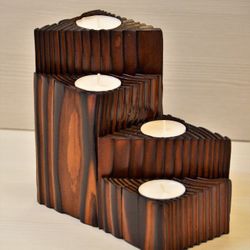 Shou Sugi Ban Candle Holder Set