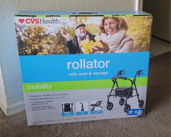 CVS Health Rollator with Seat & Storage