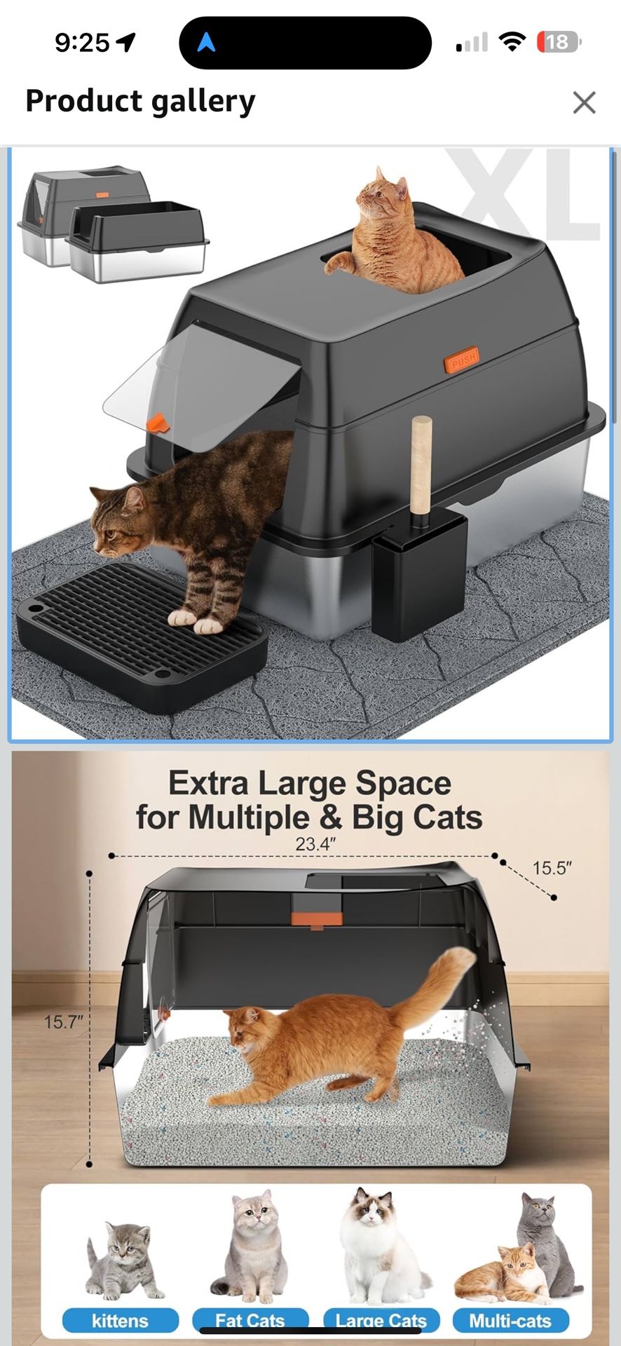 Stainless Steel Cat Litter Box with Lid, Extra Large Cat Litter Box for Large Cat