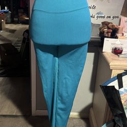 Teal ribbed leggings