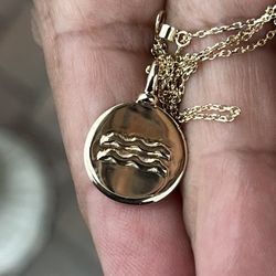 Anna Sheffield Aquarius Charm Pendant Diamond  Pearl 14 Karat 14k Kt Yellow Gold Oro Solid 