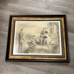 After James McNeill  19th Century Original Framed Etching 23x29