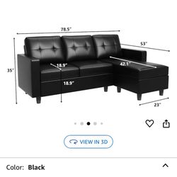 Black Faux Leather Couch For Sale 