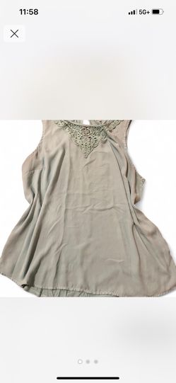 Boho Chic Teal Blue Lace Top Size L