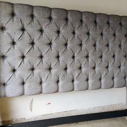 Grey Quilted King Size Headboard With Frame