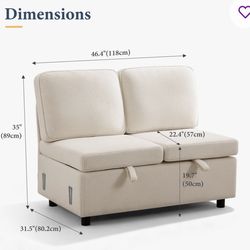 brand new 46.4" Armless 2-Seat Module with Storage (Package A)