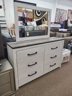 New Ashley Furniture B1190 Gerridan White-Gray Queen Panel Bedroom 5pc Set