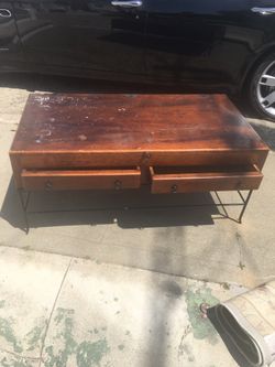 Rustic storage chest coffee table with 2 drawers