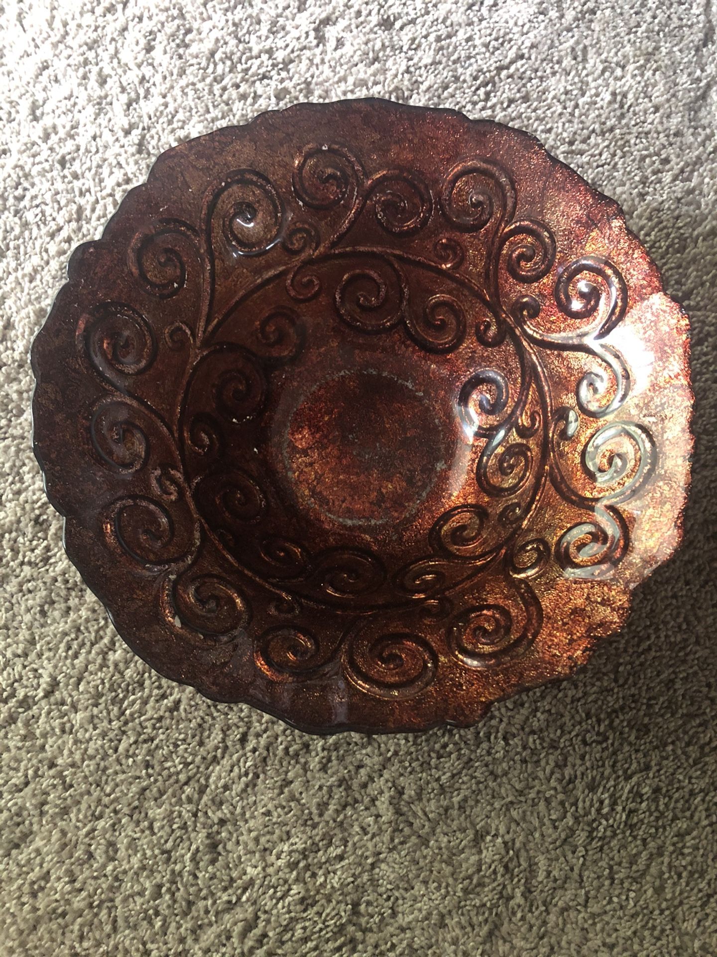 Burnt orange glass bowl