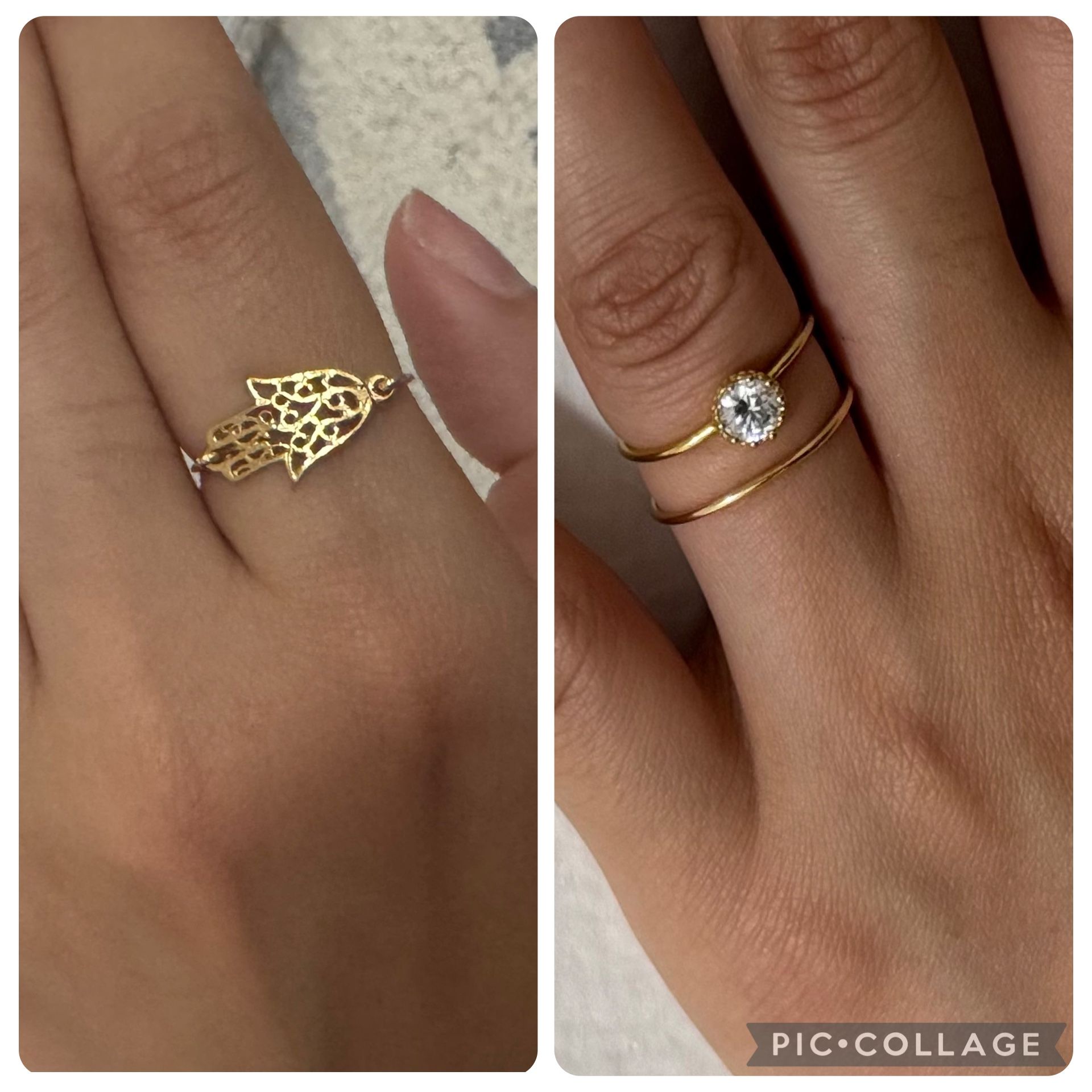 Ring Bundle Sideways Hand of God Hamsa Ring Gold Color Set Fashion Jewelry Rings