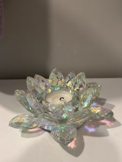 crystal glass tea light candle holder