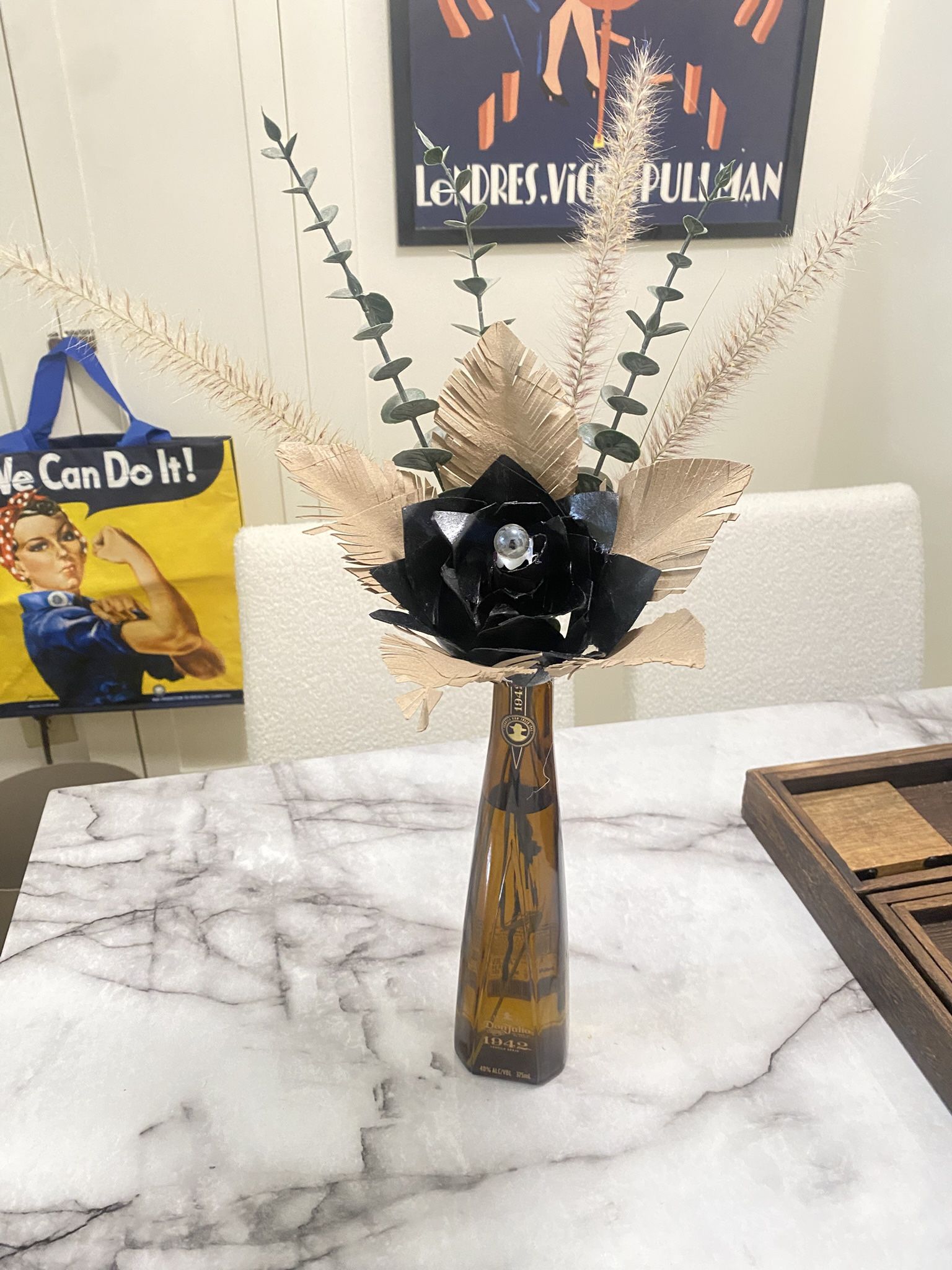 Creative Black Rose In Vase