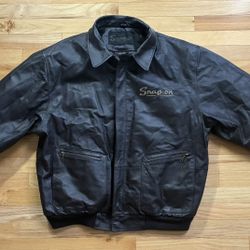 Snap On Tools Retro Leather Bomber Coat Jacket Men’s Size XL  