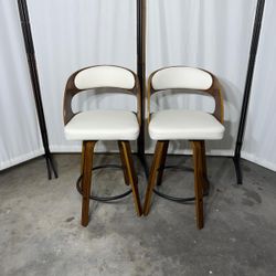 🔥🪑 SWIVEL BAR STOOLS SET OF 2 — MID-CENTURY MODERN ELEGANCE 🤍 