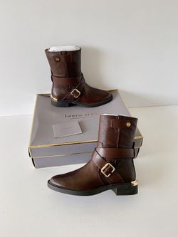 ✨New LOUISE ET CIE Tandy Moto Leather Boots Burnt Oak Womens Shoes Size 7.5M