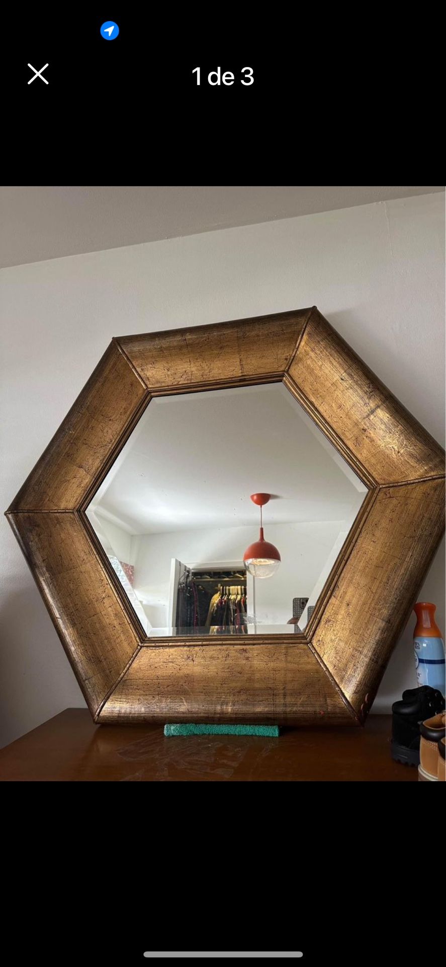 Hexagonal Mirror Vintage Antique 