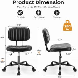 Black Armless Office Chair with Wheels