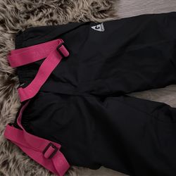 girls pink overall snow pants + boots