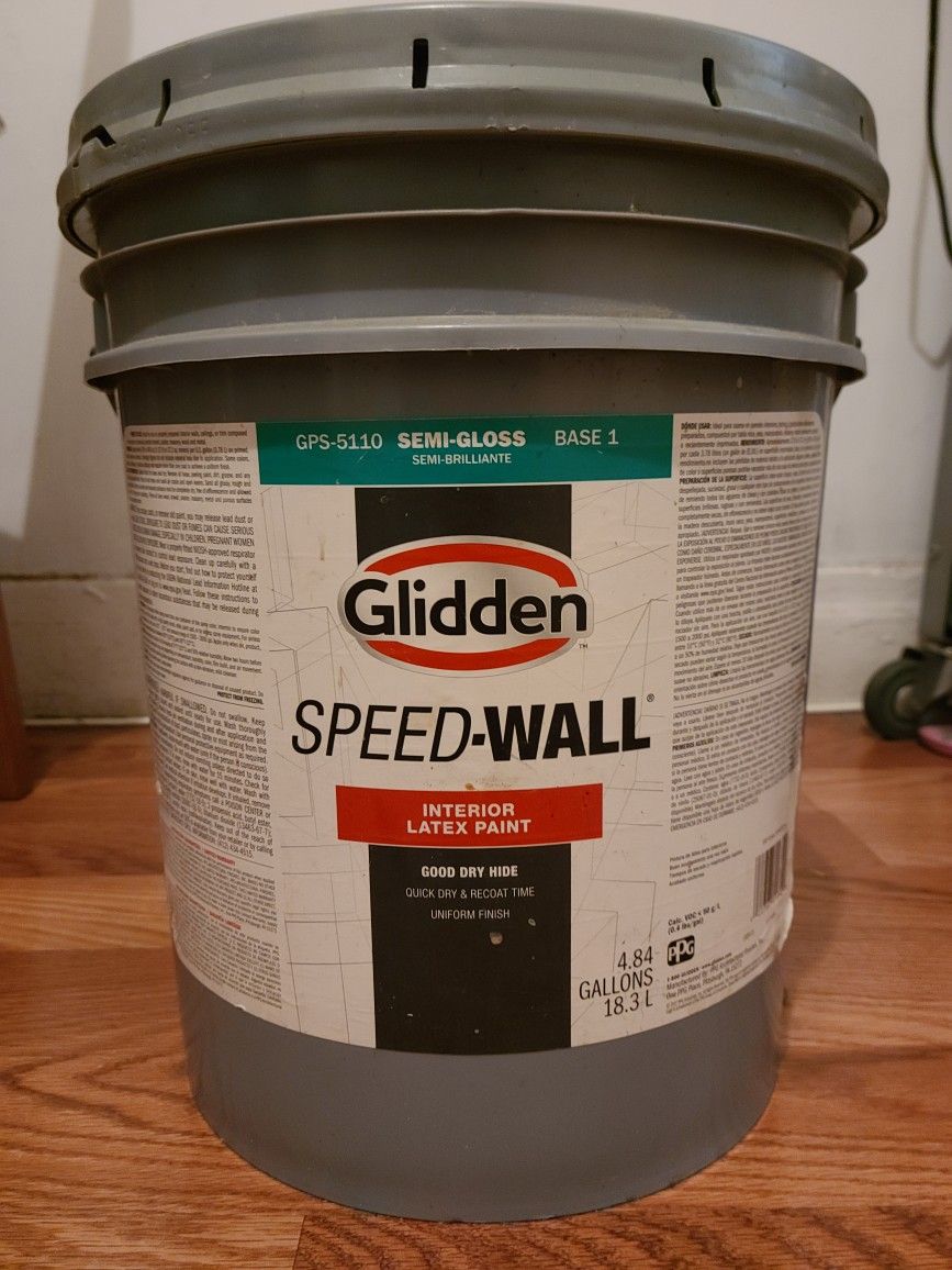 GLIDDEN PRO PAINT SPEED-WALL, LATEX SEMI-GLOSS, 5 GALLON