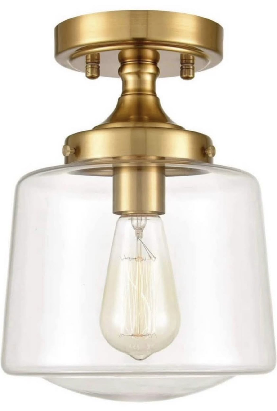 YUBOLE Mid-Century Retro Brass Glass Ceiling Lights Modern Semi Flush Mount Ceiling Lighting Fixture