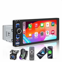 6.8" Single Din Car Stereo With Wireless Apple CarPlay Android Auto, Car Radio With 1280 * 600 IPS Touchscreen,Bluetooth 5.2, FM Radio,Dual USB Ports,