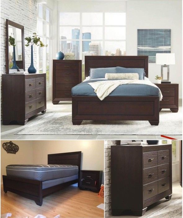 DARK BROWN 4 PIECE BEDROOM SET! QUEEN $895! KING SIZE $975! !