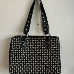 Black Leather Rhinestone Purse 