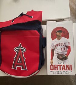 Ohtani bobble head and cooler backpack